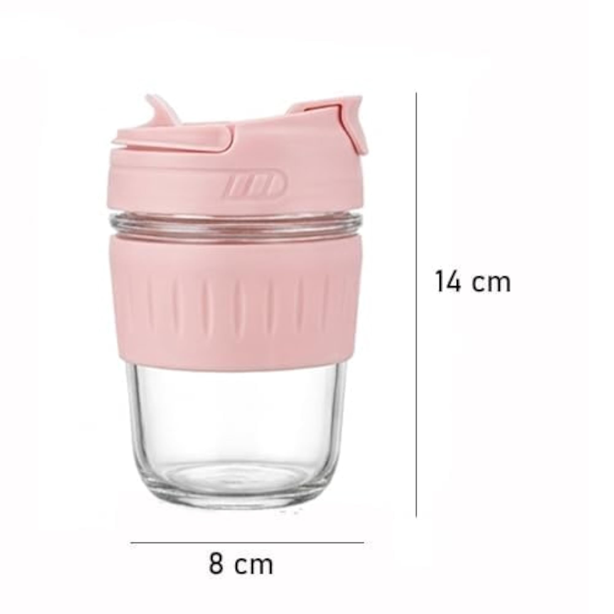 Leak Proof Glass Travel Coffee Mug with Lid & Straw
