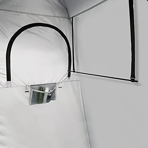 Carpa ducha portátil al aire libre con tejido Oxford, tienda para cambio de ropa, refugio de privacidad instantáneo extra amplio, con bolsa de transporte, azul y blanco miniatura 6