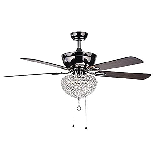 Warehouse of Tiffany CFL-8176CH Taliko Ceiling Fan 52-inch 3-Light Black Metal Housing Crystal Shade Basket, 52
