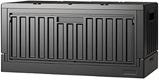 livinbox Ottoman storage box with lid, Collapsible dorm room storage box, Camping table, Living room storage trunk, Comic, Books, Clothes, Bedding, Pet food toy supplier, 45L, Black FB-6432S-BK