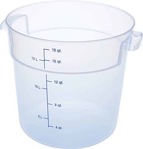 Carlisle FoodService Products Storplus Round Food Storage Container with Stackable Design for Catering, Buffets, Restaurants, Polypropylene (Pp), 18 Quart, Clear, (Pack of 6)