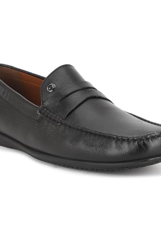 Image of Louis Philippe Men Premium Leather Breathable Lining Material Anti Slip Flat Heel Rubber Sole Formal Loafers