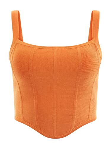 Guess Womens Sleeveless Oasis Mirage Corset Top Sweater, Sun Stone, X-Small US