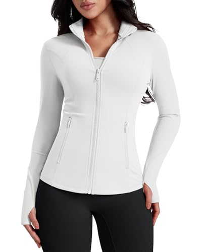 AVGO Womens Workout Jackets Lightweight Athletic Zip Up Jacket Slim Fit Running Gym Top with Pockets...