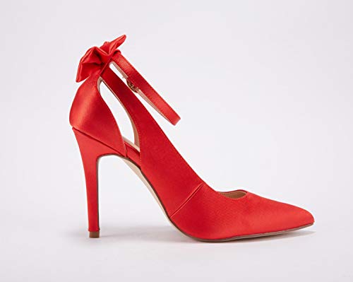 Image of Fashare Womens High Heels Bow Tie Back Sexy Stiletto Ankle Strap Wedding Dress Pumps Shoes