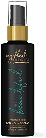 My Black is Beautiful Detangler Spray, Sulfate Free, for Curly and Coily Hair with Coconut Oil, Honey and Turmeric, 7.6 fl oz