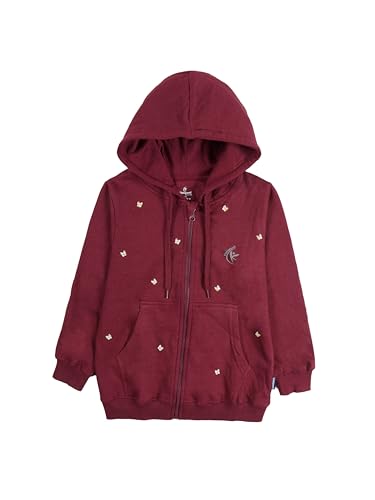 Image of KiddoPanti Boys Solid Cotton Full Sleeve Zip-Up Front Open Hooded Sweatshirt
