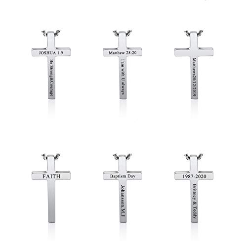 Personalized Master Cross Necklace Stainless Steel Faith Cross Pendant Necklaces for Men Women Custom Jesus Cross Necklace 24 Inches Chain Silver Black2