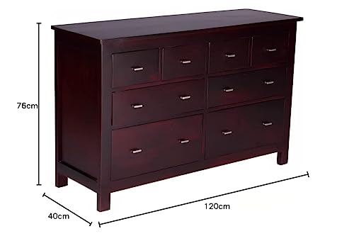 Image of Sheesham Wood Chest of 8 Drawer | Wooden Storage Cabinet | Solid Wood Sideboard Storage Cabinet Dresser for Bedroom Living Room Home (Mohogany Dark Finish)