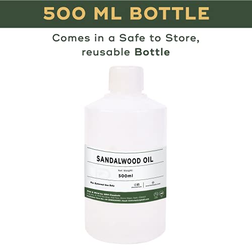 Image of Sandalwood Essential Oil - Therapeutic & Cosmetic Grade - 500 Ml For Aromatherapy, Diffuser, Soap Making, Cosmetic Making, Lotions, Creams, Diy Personal Care For Face, Hair, Skin & Body