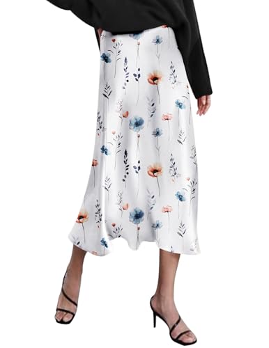 Image of Zeagoo Skirts for Women High Waist Skirt Elegant Midi Skirt Satin