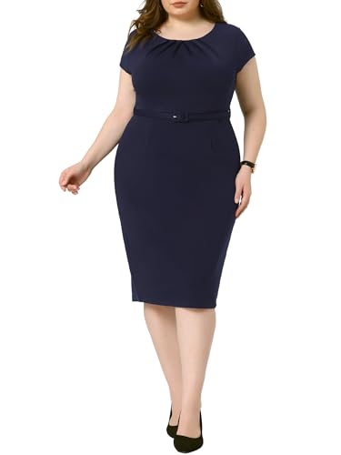 Image of Agnes Orinda Plus Size Office Dress for Women 50s 60s Vintage Pencil Dress Bodycon Wear to Work Dresses