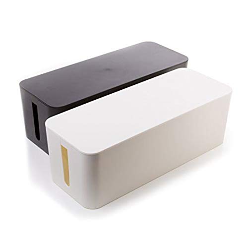 Black White Cable Wire Storage Box Organizer (Small White)