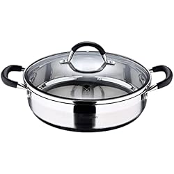 Cacerolas Masterpro MasterPRO - Cacerola baja de 3.8L, 28 x 7 cm - Colección Foodies -Acero Inoxidable - Revestimiento Antiadherente -Mango ergonómico - Apto para toda tipo de cocinas - Libre de Tóxicos