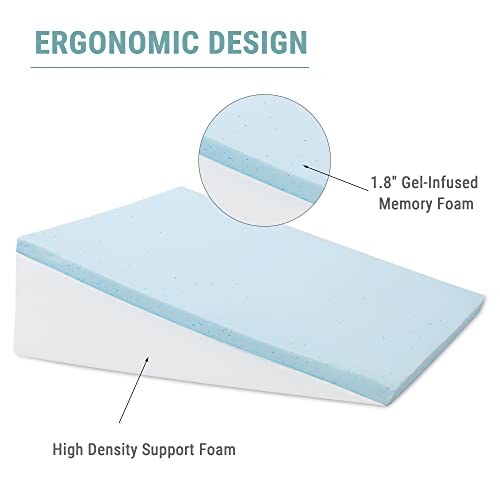 Bed Wedge Pillow With Memory Foam Top For Sleeping, 8 Inch Elevated Support Triangle Pillow For Reading And Rest, Bed Pillow For Legs And Back Support With Washable Cover #TOP3