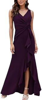 FQA Formal Evening Dresses for Women Elegant Evening Party Prom Dress Long Sexy V Neck Sleeveless Split Wrap