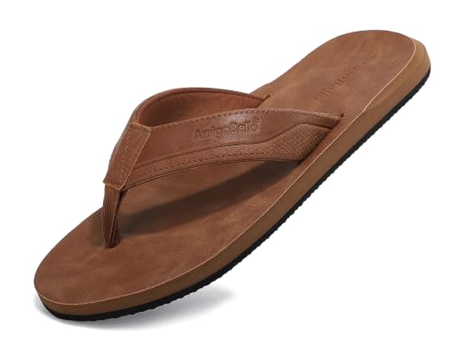 Image of AX BOXING Mens Flip Flops Leather Thong Sandals Casual Comfort Slides Slippers