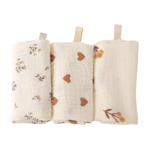 3Pcs/Set Cotton Baby Burp Cloths Soft Absorbent Newborns Washcloths for Bath Time Gentle Skin Care Size 23x23cm