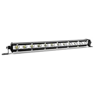 Zmoon Led Light Bar 12in Signal Row [14in w/Bracket] 80W 8000lm Spot Flood Combo Off Road Light, Waterproof Slim Bar for SUV Jeep ATV Boat