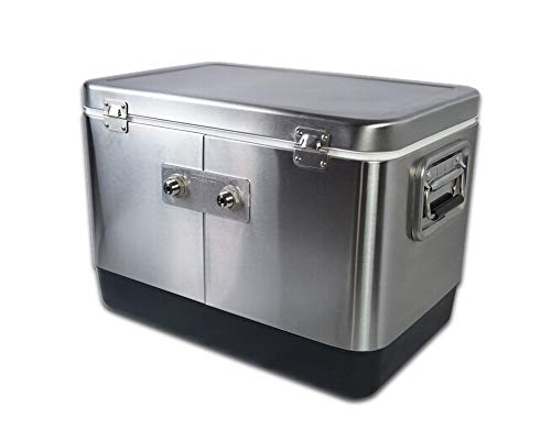 Coldbreak Jockey Box, 2 Taps, Rear Inputs, 54 Quart Cooler, 50' Coils, Steel Shanks, Includes Stainless Faucets, Silver #TOP3