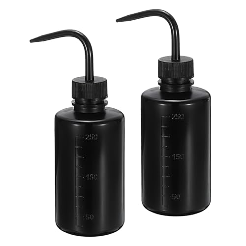 QUARKZMAN 2 botellas de plástico de 250 ml, 250 ml, botella de lavado de plástico, botella de tatuaje para limpieza de herramientas de agua (negro)
