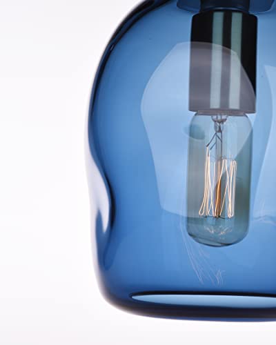 Casamotion Pendant Lights Kitchen Island Art Glass Pendant Lighting Modern Blue Organic Globe Ceiling Hanging Light Fixtures Over Dining Room Table 7.6 Inch Heigh 2 Pack #TOP6