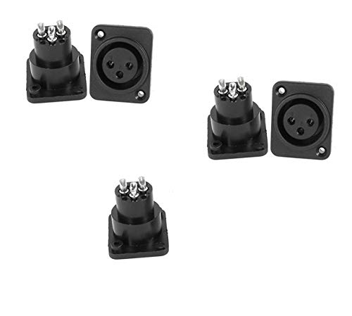 Yohii XLR Female Jack Panel Mount Socket Connector 3 Pole - 5pcs