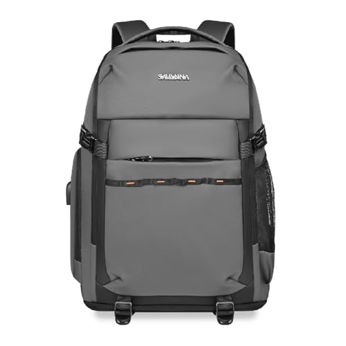 Heyoo Mochila À Prova d'Água - Masculina Feminina, Grande Capacidade para Notebook, Ideal para Escola, Academia, Trabalho e Viagens Curtas (Cinza)