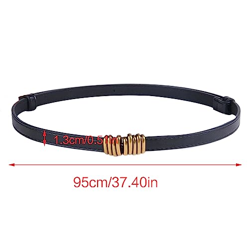 Lady Waist Belt Jean Belt PU Vintage Buckle Casual Ceinture Belt American Street Dance Skinny Belt Elegant Belt, Black3