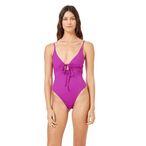 L*Space Piper One Piece Swimsuit for Women, Classic Coverage, Skinny Adjustable Straps, Center-Front Keyhole, Doubles as Bodysuit, Wild Aster, XS