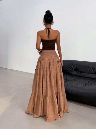 Women High Waist Solid Color Summer Skirt Summer Skirt3