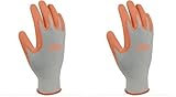 Digz Women's Stretch Knit Garden Gloves with Polyurethane Coating | Color: Gray/Orange | Size: Medium