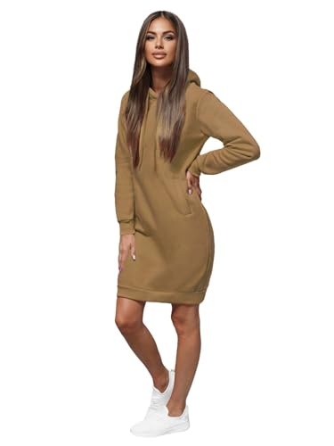OZONEE Damen Hoodie Kapuzenpullover Lang Sweatjacke Sweatkleid Winterkleid Herbstkleid Kleid Sweatshirt Sweatshirtkleid Kapuzenjacke Kapuzenpulli...