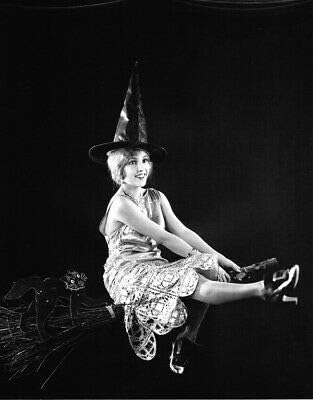 Bessie Love Stunning B/w Vintage 11x14 Photograph Witch on Broomstick Black cat