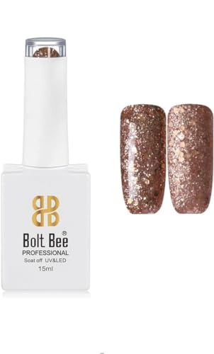 Image of BOLT BEE 15ML Gel Nail Polish 1Pc Clear Pink Glitter Nail Polish Soak Off UV LED Nail Gel Polish Nail Art Starter Manicure Salon DIY at Home, 0.5 OZ (1) (89)