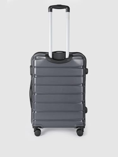 Image of Teakwood Small-Medium Cabin Size 8 Wheels Trolley Bag, Hard Cabin with Zipper Closure, Adjustable Push Button & Cross Side Strap, TSA Lock System 360 Degree (Set of 2,Grey)