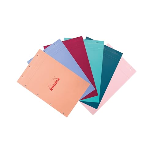Rhodia 20195C - Rhodia bloc agrafé COULEURS N°20 - A4+ 21x31,8 cm - Grands Carreaux Seyès - 80 F Détach - Perf 4 t - Papier Clairefontaine 80g/m² -...