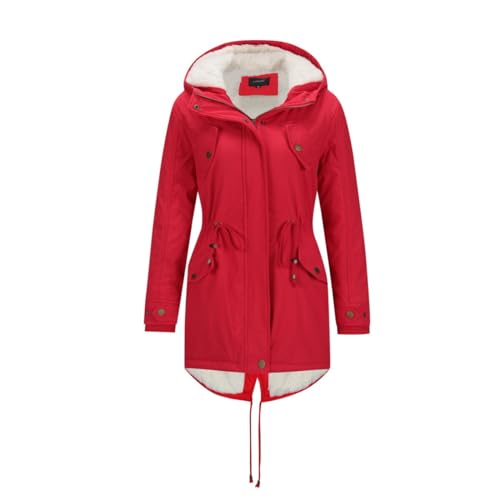 Damen Winterjacke Warm mit Kapuze Mittellang