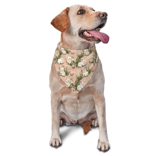 Materiale e comfort: realizzato in poliestere con una sensazione morbida, leggermente elastica, traspirante per l'uso quotidiano come bandana per cani con stampa di coniglietto e farfalla e un accessorio leggero per accessori per cani