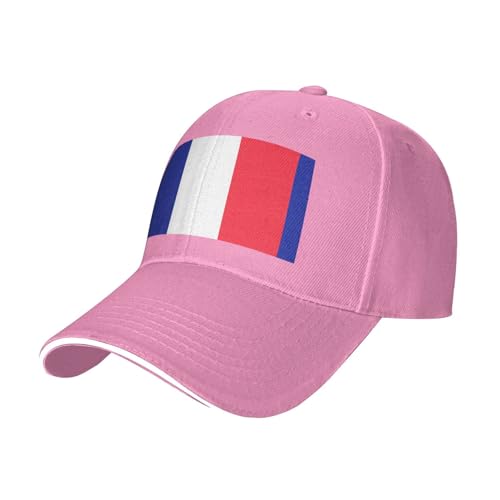 PUYhgb Gorra de béisbol estructurada unisex con estampado de bandera francesa, gorra para exteriores para todas las estaciones, gorra transpirable ajustable, rosa, Talla única
