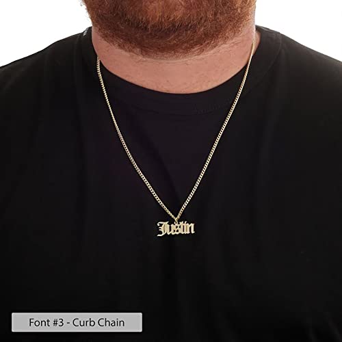 Custom Name Necklace for Men Personalized 18K Gold Plated Necklace with Curb/Figaro Chain Customized Jewelry Gifts for Him2