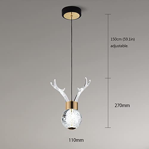 Plafond suspension éclairage or à hauteur réglable avec globe cristal - 3