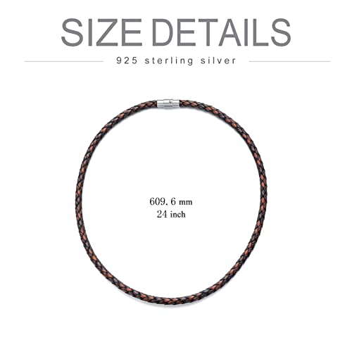 Kxj Men Necklace 5Mm Brown Leather Cord Rope Chain Necklace For Men Women With Stainless Steel Magnet Clasp Father's Day Birthday Graduation Jewelry Gifts For Boys Boyfriend Him,14 Inch #TOP6