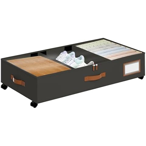 AXLORP Under Bed Storage with Wheels, Under Bed Storage Containers, Under Bed Shoe Storage Organizer, Rolling Under Bed Metal Drawer for Clothes, Blankets (Black) Cover