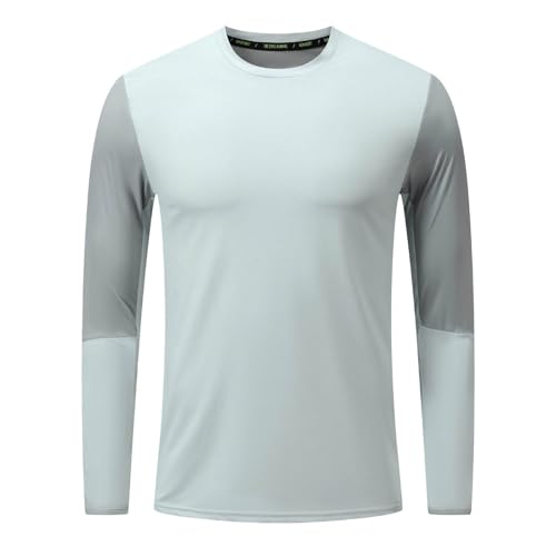 UPF 50+ Mens Swim Shirts, Long Sleeve Sun Protection Fishing Rash Guard, Quick Dry UV Hiking T Shirt with Thumbhole 5