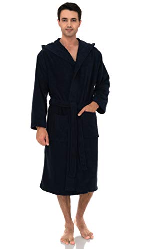TowelSelections Men’s Robe Turkish Cotton Luxury Hooded Terry Bathrobe Small/Medium Navy3