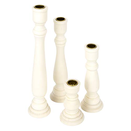 Koyal Wholesale Unfinished Wood Taper Candlestick Holders, 12 Pack Bulk Set, 4 Assorted Sizes, 11, 9, 6.75 And 4-Inches #TOP2