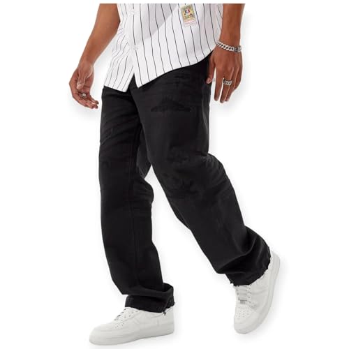 Men Brian Fit West Coast Denim Shreds Jeans (Black)