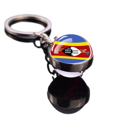 Mode Eswatini Drapeau Boule De Verre Pendentif Porte-Clés Personnalité Couple Afrique National Mini Souvenirs, Nouveauté Patriotique Porte-Clés, Drapeau Du Monde Porte-Clés Bijoux Pour Homme