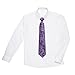 DiBanGu 2PCS Set for Father and Son Tie Silk Mens and Boys Adjustable Necktie & Pocket Square Cufflinks Kids Pre-tied Necktie, Purple